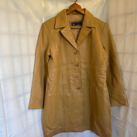 NWT Niko Milano Women's Tan Soft Lamb Leather Trench Type Jacket Size Large